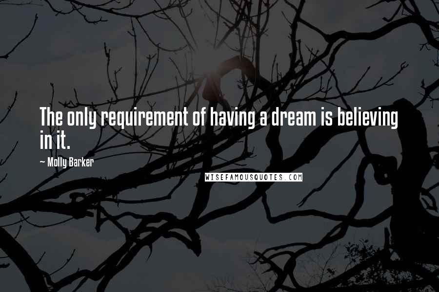 Molly Barker Quotes: The only requirement of having a dream is believing in it.