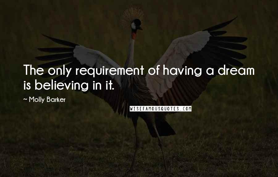 Molly Barker Quotes: The only requirement of having a dream is believing in it.