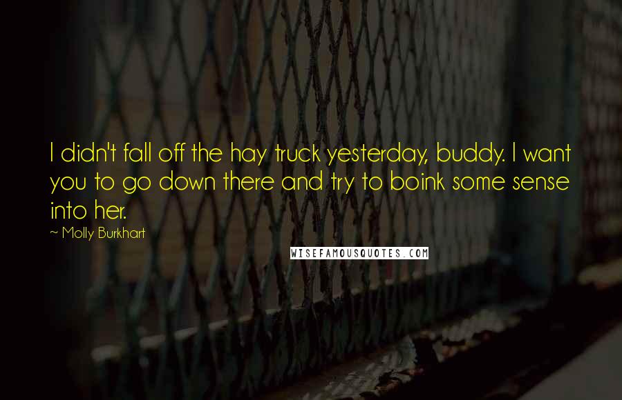 Molly Burkhart Quotes: I didn't fall off the hay truck yesterday, buddy. I want you to go down there and try to boink some sense into her.