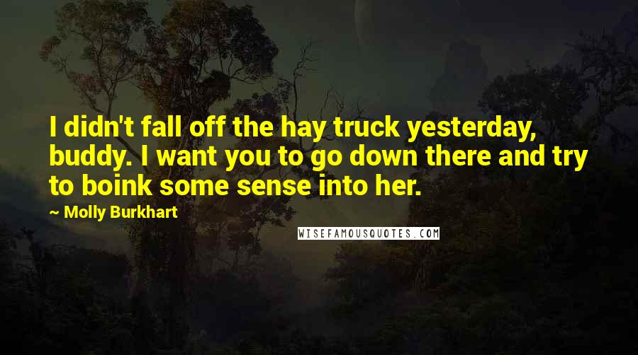 Molly Burkhart Quotes: I didn't fall off the hay truck yesterday, buddy. I want you to go down there and try to boink some sense into her.