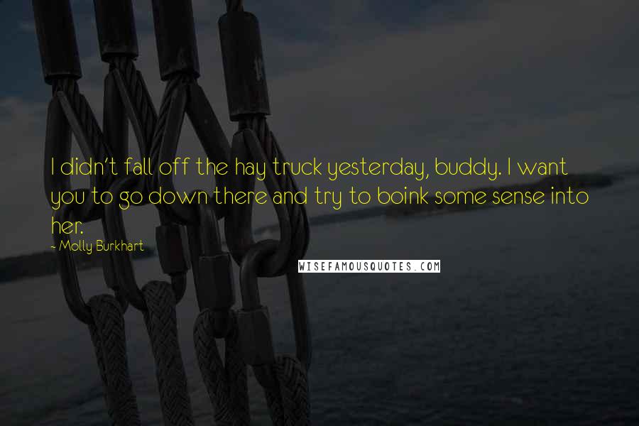 Molly Burkhart Quotes: I didn't fall off the hay truck yesterday, buddy. I want you to go down there and try to boink some sense into her.