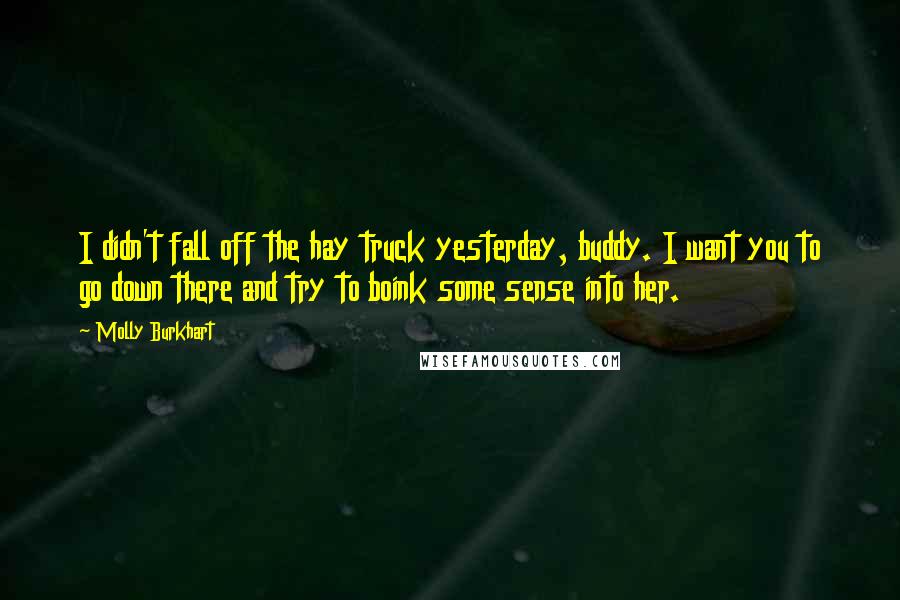 Molly Burkhart Quotes: I didn't fall off the hay truck yesterday, buddy. I want you to go down there and try to boink some sense into her.