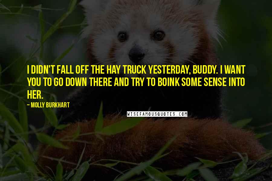 Molly Burkhart Quotes: I didn't fall off the hay truck yesterday, buddy. I want you to go down there and try to boink some sense into her.