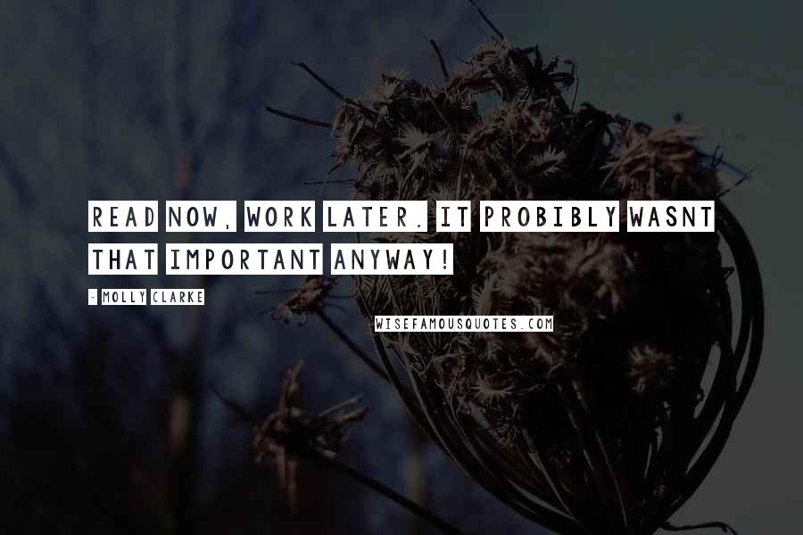 Molly Clarke Quotes: read now, work later. it probibly wasnt that important anyway!