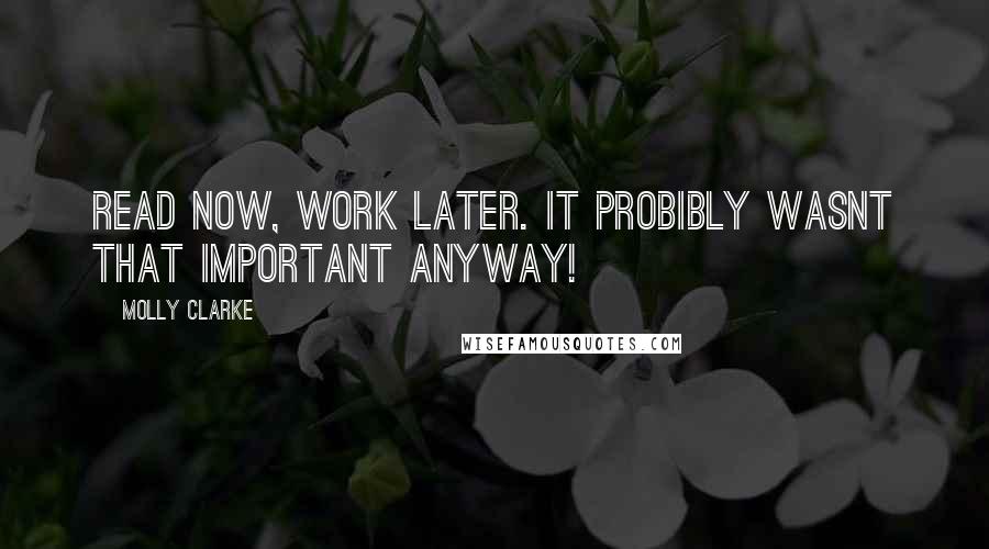 Molly Clarke Quotes: read now, work later. it probibly wasnt that important anyway!