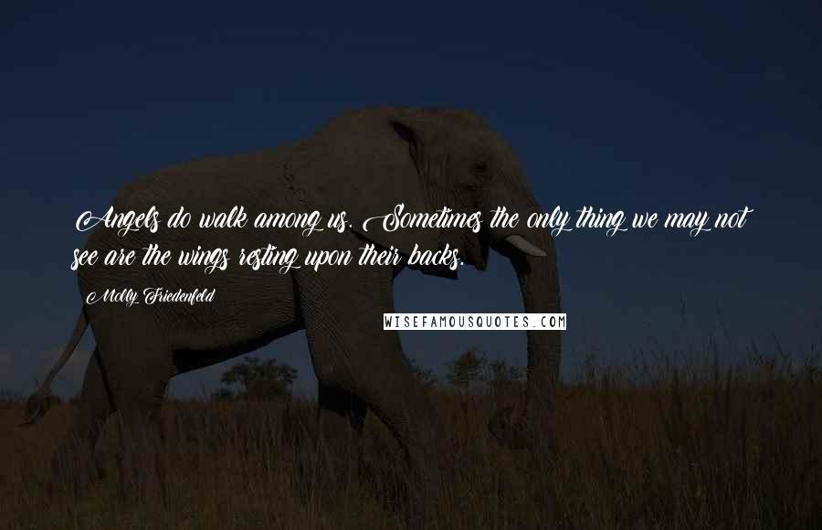 Molly Friedenfeld Quotes: Angels do walk among us. Sometimes the only thing we may not see are the wings resting upon their backs.