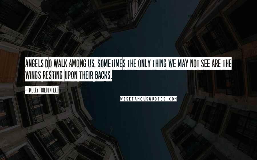 Molly Friedenfeld Quotes: Angels do walk among us. Sometimes the only thing we may not see are the wings resting upon their backs.