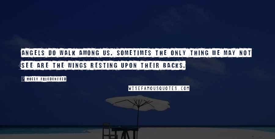 Molly Friedenfeld Quotes: Angels do walk among us. Sometimes the only thing we may not see are the wings resting upon their backs.