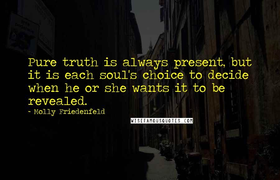 Molly Friedenfeld Quotes: Pure truth is always present, but it is each soul's choice to decide when he or she wants it to be revealed.