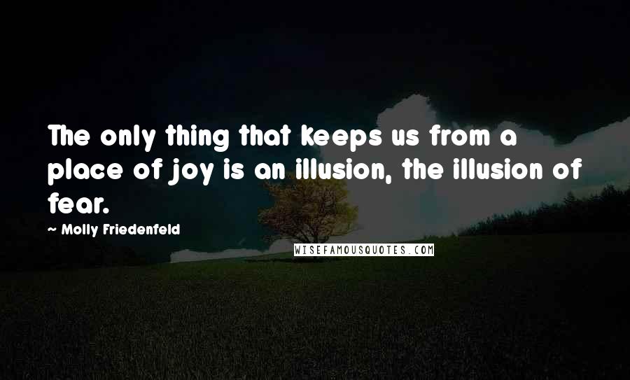 Molly Friedenfeld Quotes: The only thing that keeps us from a place of joy is an illusion, the illusion of fear.