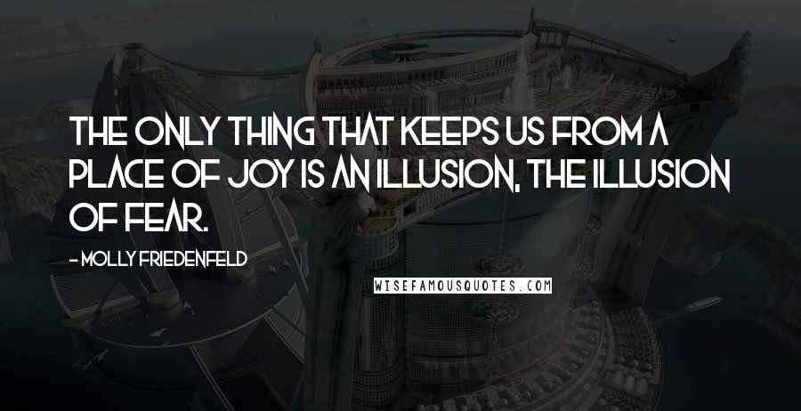 Molly Friedenfeld Quotes: The only thing that keeps us from a place of joy is an illusion, the illusion of fear.