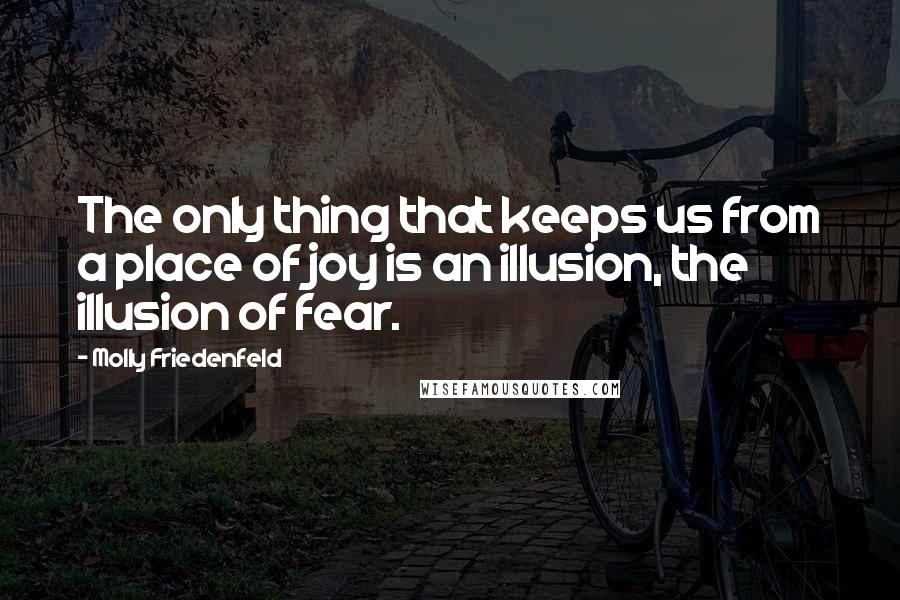 Molly Friedenfeld Quotes: The only thing that keeps us from a place of joy is an illusion, the illusion of fear.