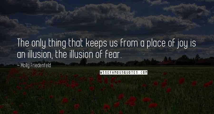 Molly Friedenfeld Quotes: The only thing that keeps us from a place of joy is an illusion, the illusion of fear.