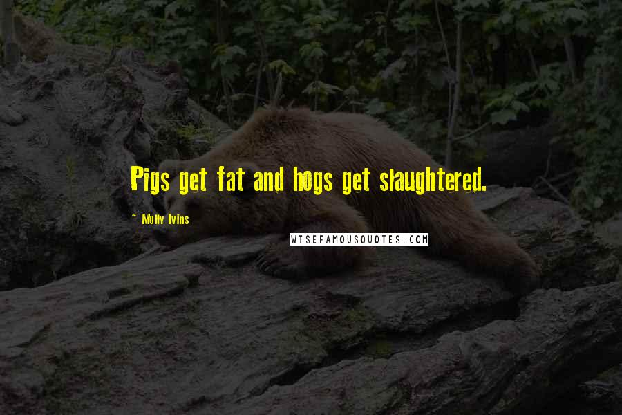 Molly Ivins Quotes: Pigs get fat and hogs get slaughtered.