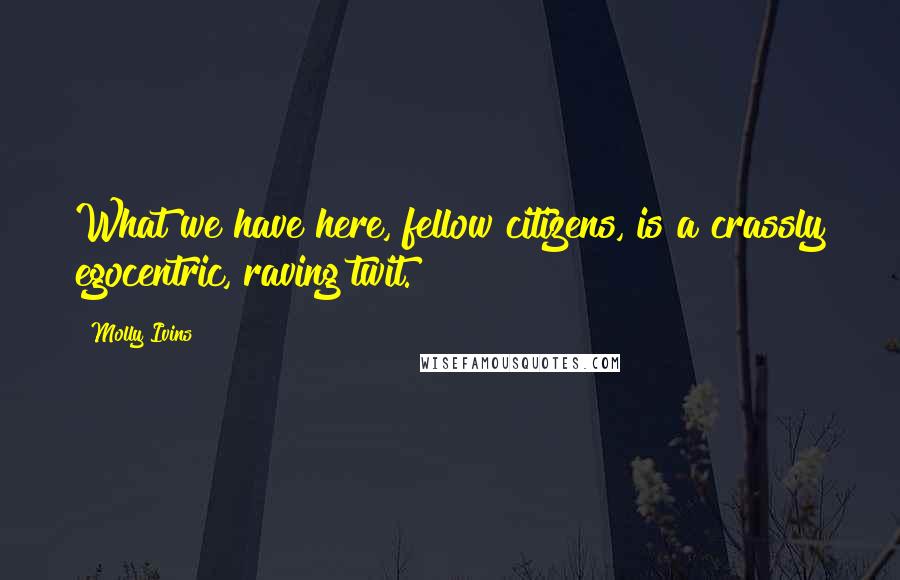 Molly Ivins Quotes: What we have here, fellow citizens, is a crassly egocentric, raving twit.