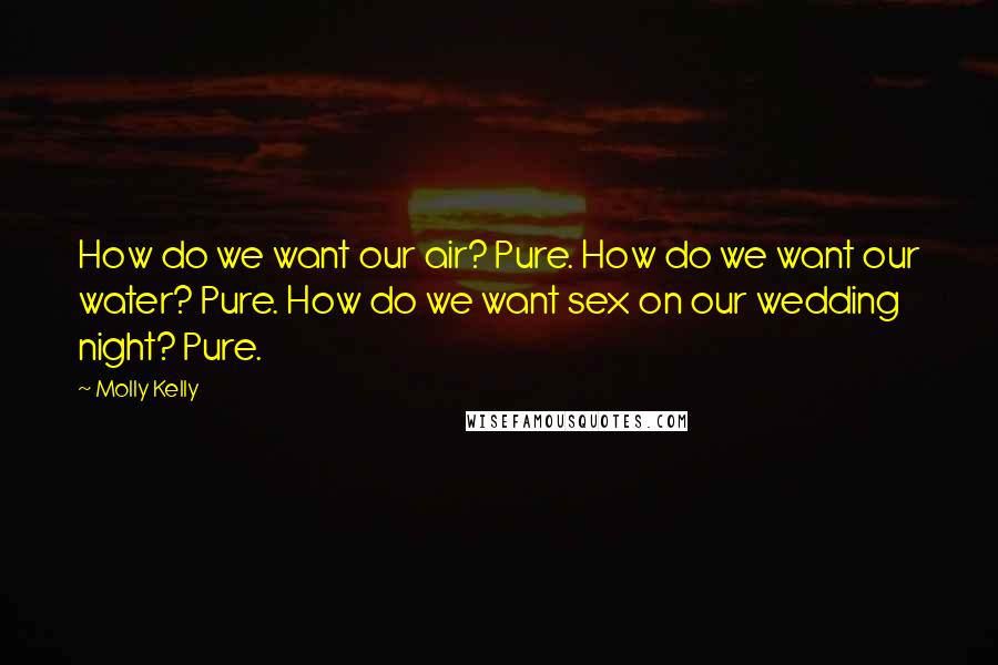 Molly Kelly Quotes: How do we want our air? Pure. How do we want our water? Pure. How do we want sex on our wedding night? Pure.