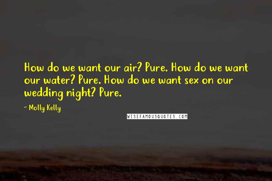 Molly Kelly Quotes: How do we want our air? Pure. How do we want our water? Pure. How do we want sex on our wedding night? Pure.