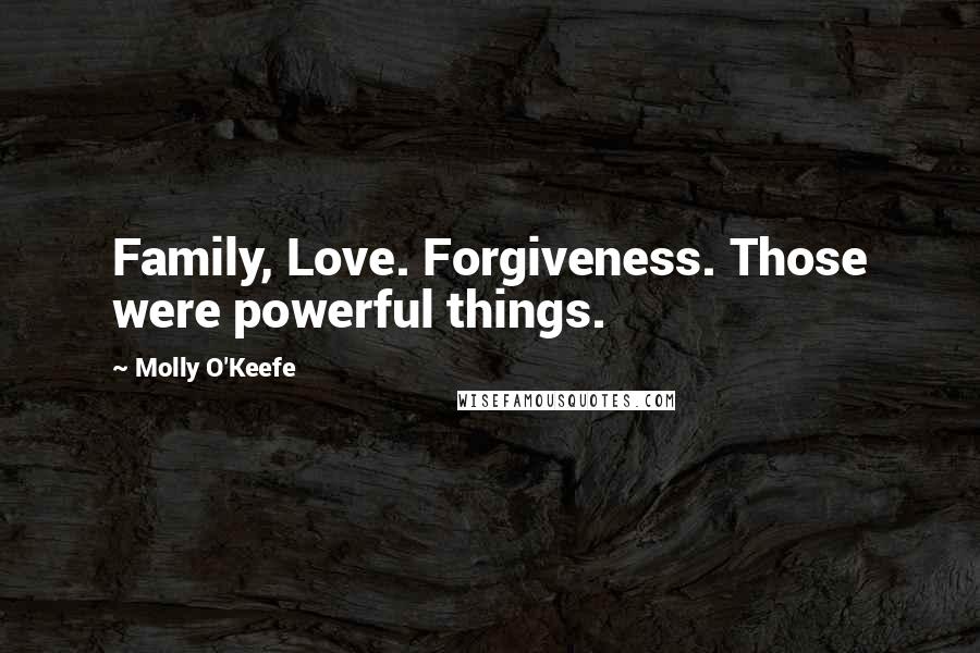 Molly O'Keefe Quotes: Family, Love. Forgiveness. Those were powerful things.