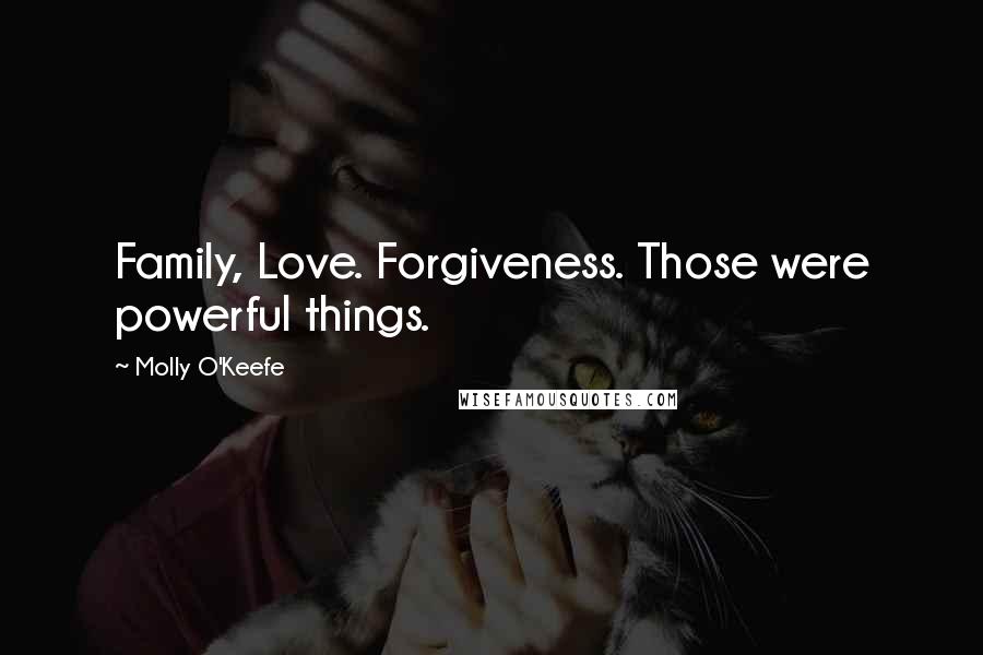 Molly O'Keefe Quotes: Family, Love. Forgiveness. Those were powerful things.