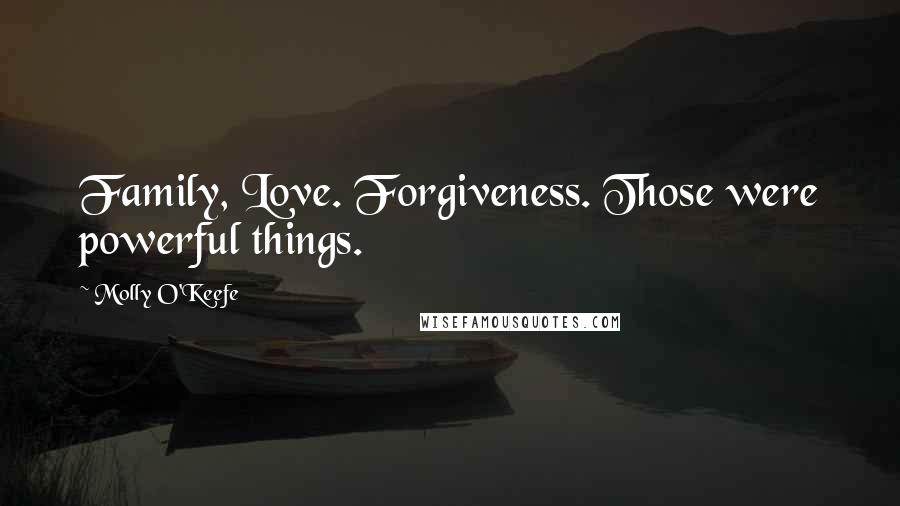 Molly O'Keefe Quotes: Family, Love. Forgiveness. Those were powerful things.