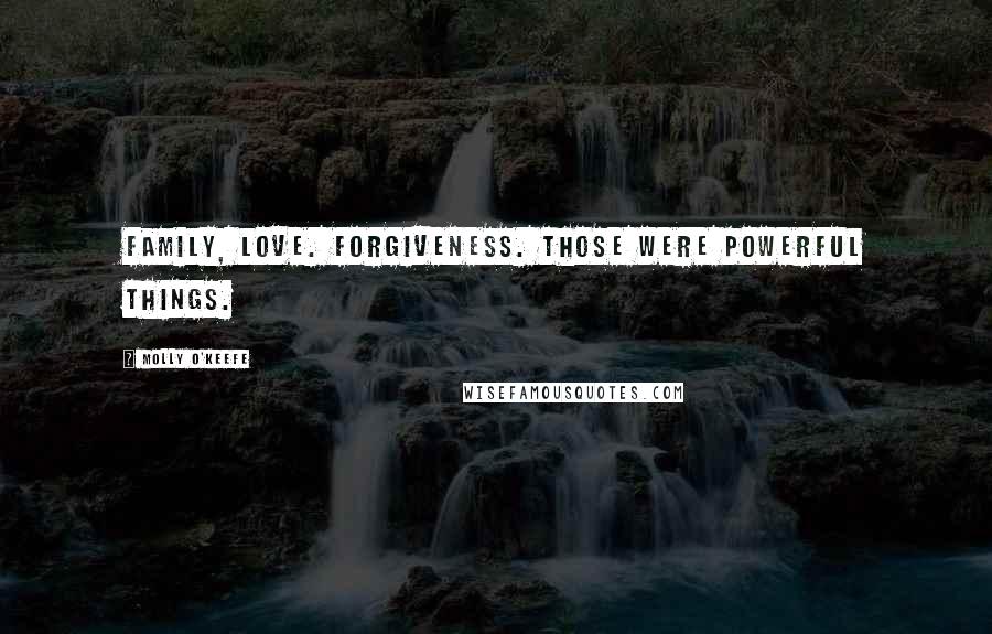 Molly O'Keefe Quotes: Family, Love. Forgiveness. Those were powerful things.