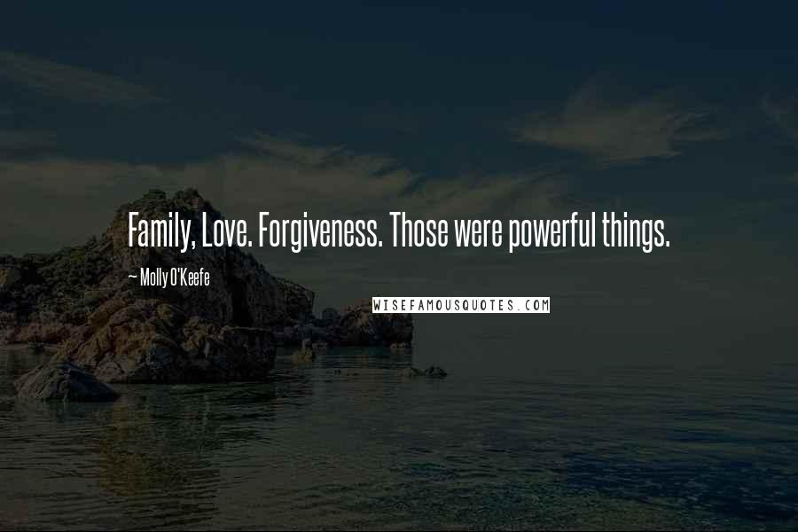 Molly O'Keefe Quotes: Family, Love. Forgiveness. Those were powerful things.