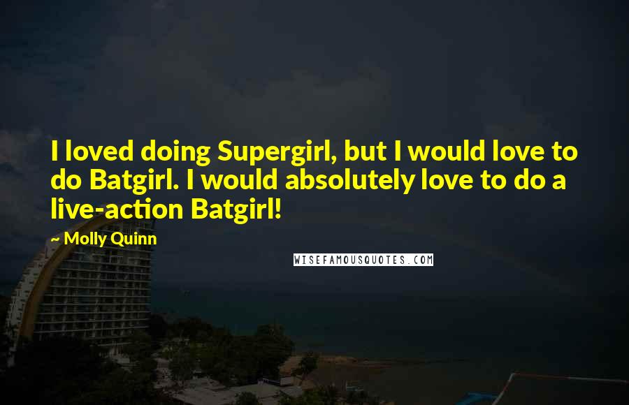 Molly Quinn Quotes: I loved doing Supergirl, but I would love to do Batgirl. I would absolutely love to do a live-action Batgirl!