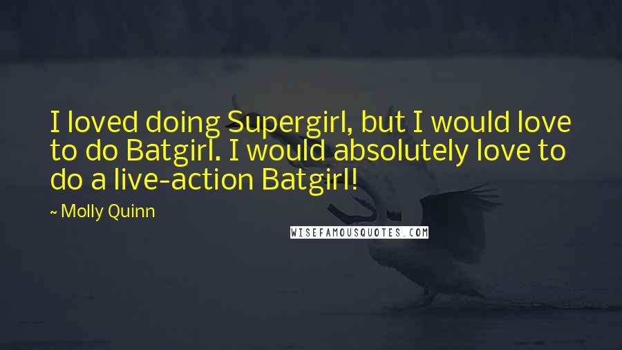 Molly Quinn Quotes: I loved doing Supergirl, but I would love to do Batgirl. I would absolutely love to do a live-action Batgirl!