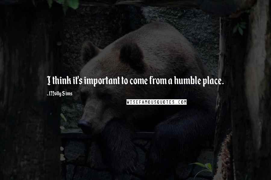 Molly Sims Quotes: I think it's important to come from a humble place.
