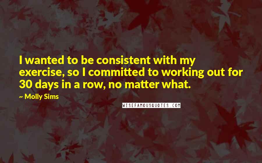 Molly Sims Quotes: I wanted to be consistent with my exercise, so I committed to working out for 30 days in a row, no matter what.