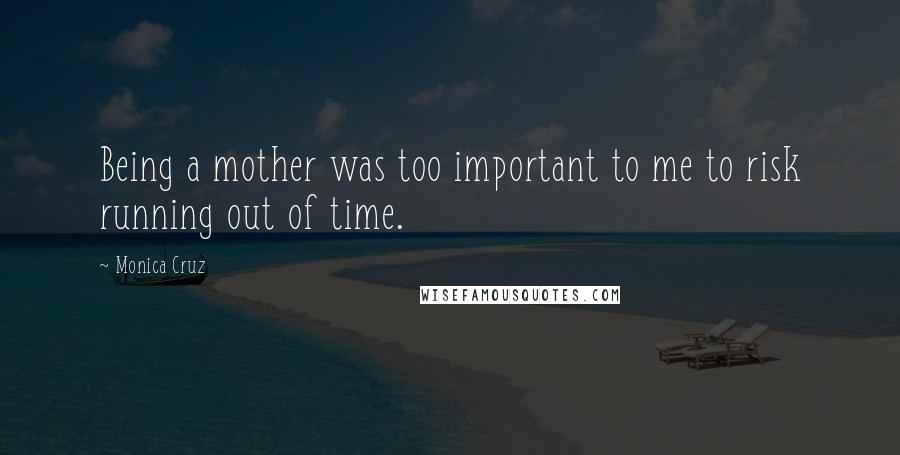 Monica Cruz Quotes: Being a mother was too important to me to risk running out of time.