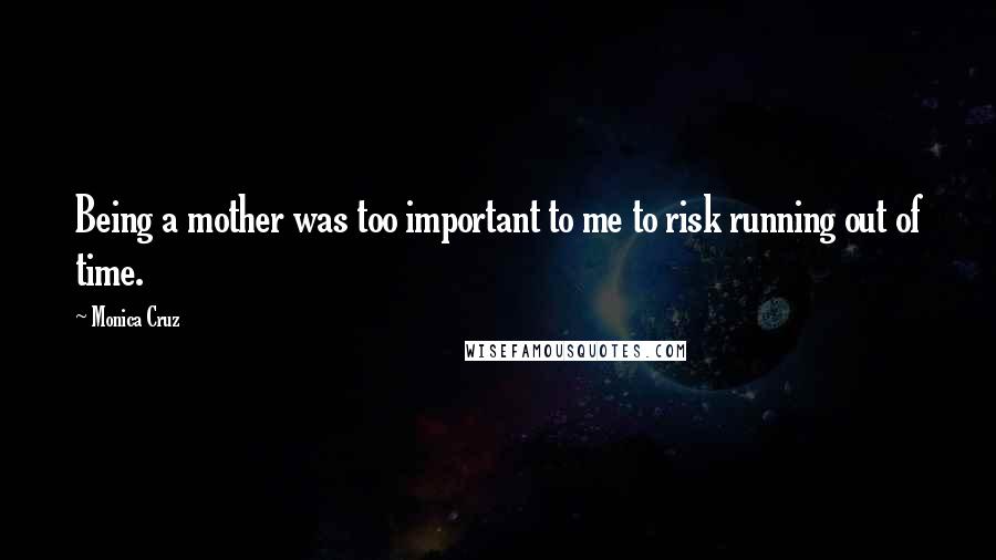 Monica Cruz Quotes: Being a mother was too important to me to risk running out of time.