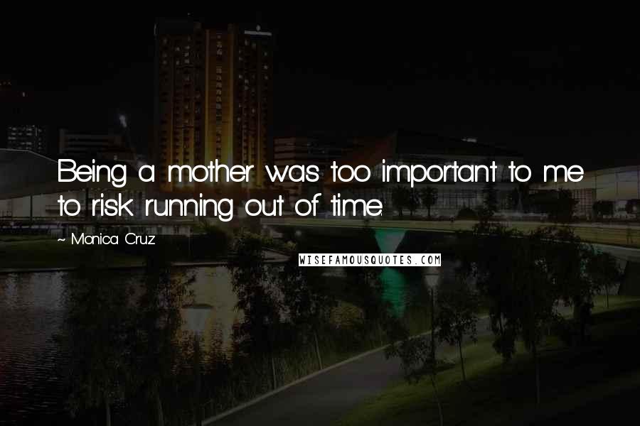 Monica Cruz Quotes: Being a mother was too important to me to risk running out of time.