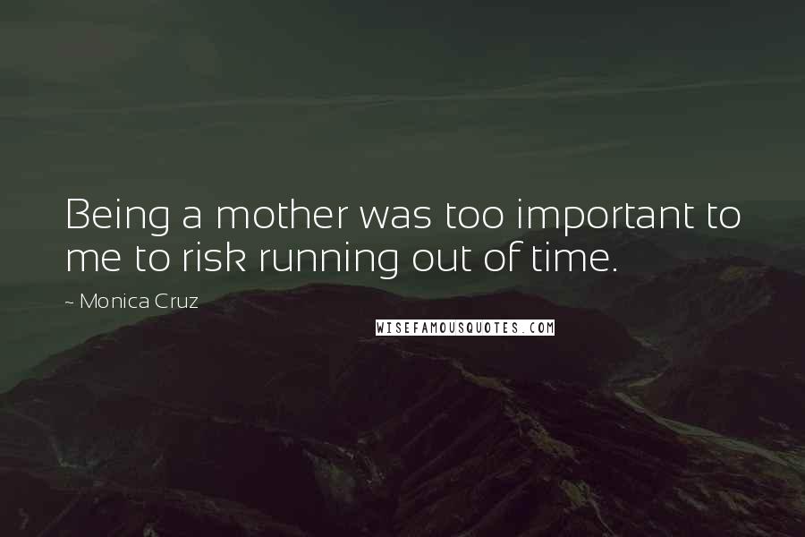 Monica Cruz Quotes: Being a mother was too important to me to risk running out of time.