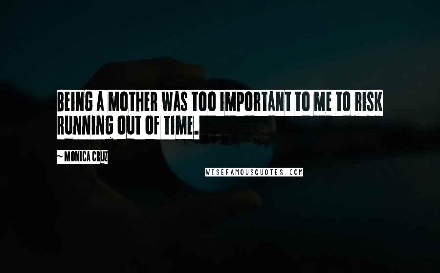 Monica Cruz Quotes: Being a mother was too important to me to risk running out of time.