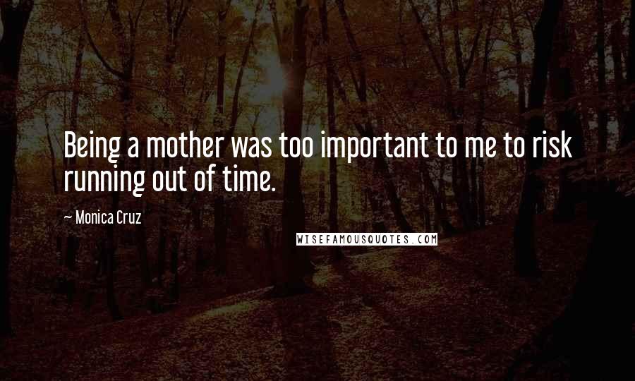 Monica Cruz Quotes: Being a mother was too important to me to risk running out of time.