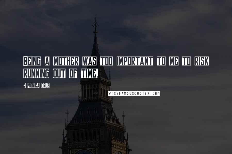 Monica Cruz Quotes: Being a mother was too important to me to risk running out of time.