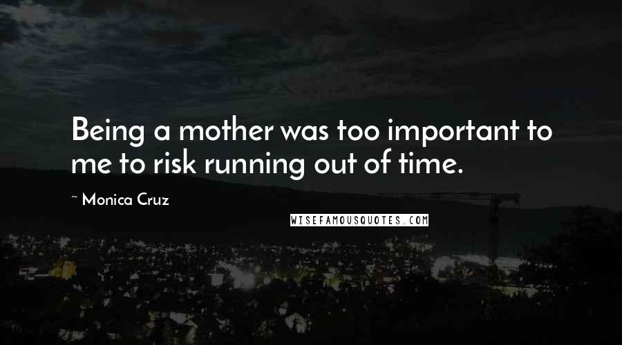 Monica Cruz Quotes: Being a mother was too important to me to risk running out of time.