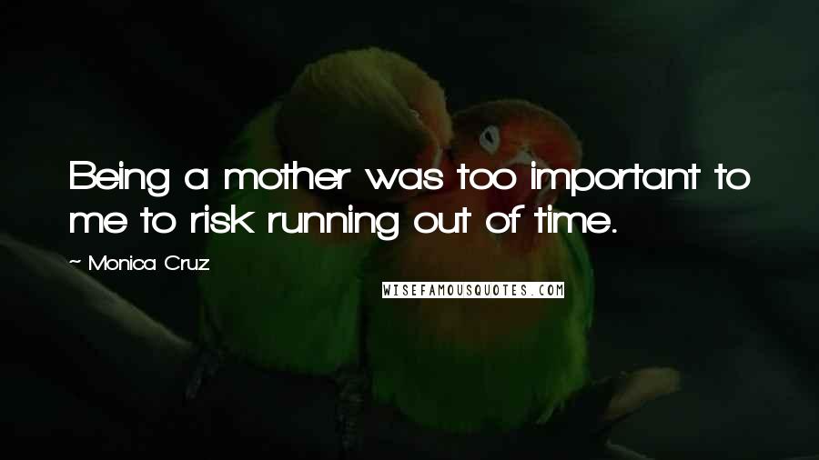 Monica Cruz Quotes: Being a mother was too important to me to risk running out of time.