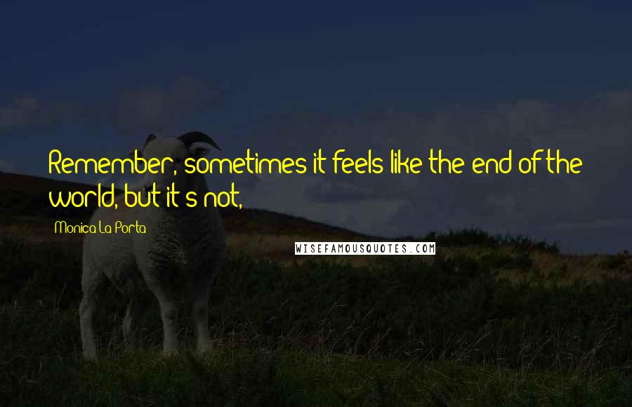 Monica La Porta Quotes: Remember, sometimes it feels like the end of the world, but it's not,