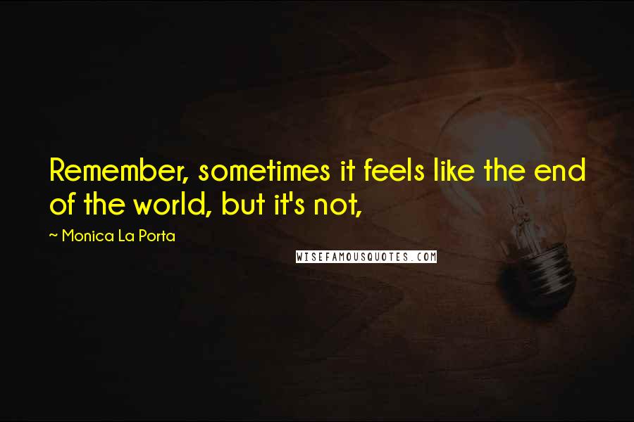 Monica La Porta Quotes: Remember, sometimes it feels like the end of the world, but it's not,