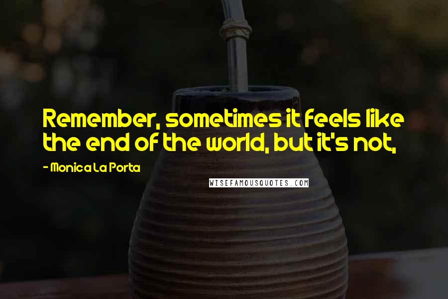 Monica La Porta Quotes: Remember, sometimes it feels like the end of the world, but it's not,