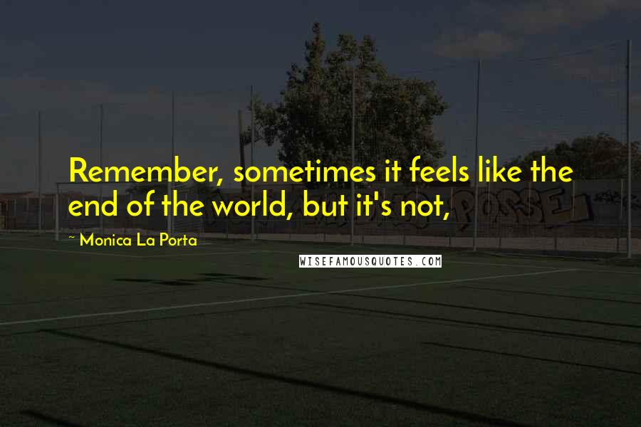 Monica La Porta Quotes: Remember, sometimes it feels like the end of the world, but it's not,