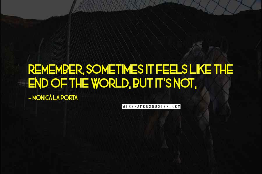 Monica La Porta Quotes: Remember, sometimes it feels like the end of the world, but it's not,
