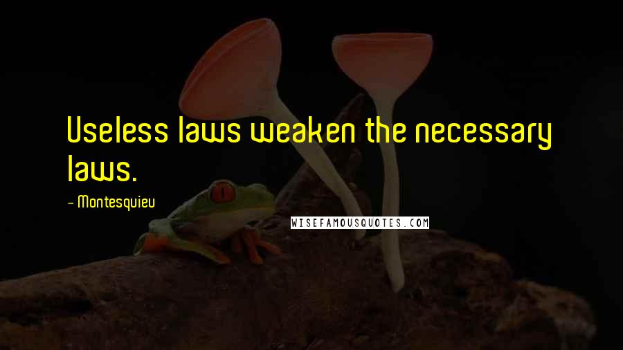 Montesquieu Quotes: Useless laws weaken the necessary laws.