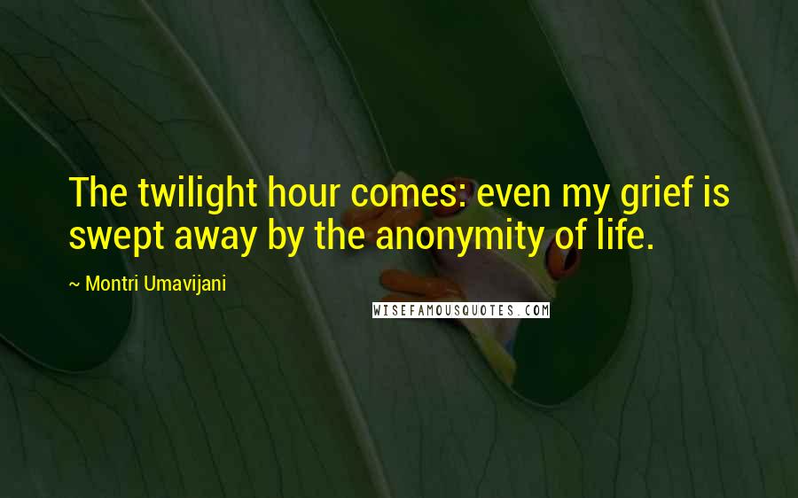 Montri Umavijani Quotes: The twilight hour comes: even my grief is swept away by the anonymity of life.