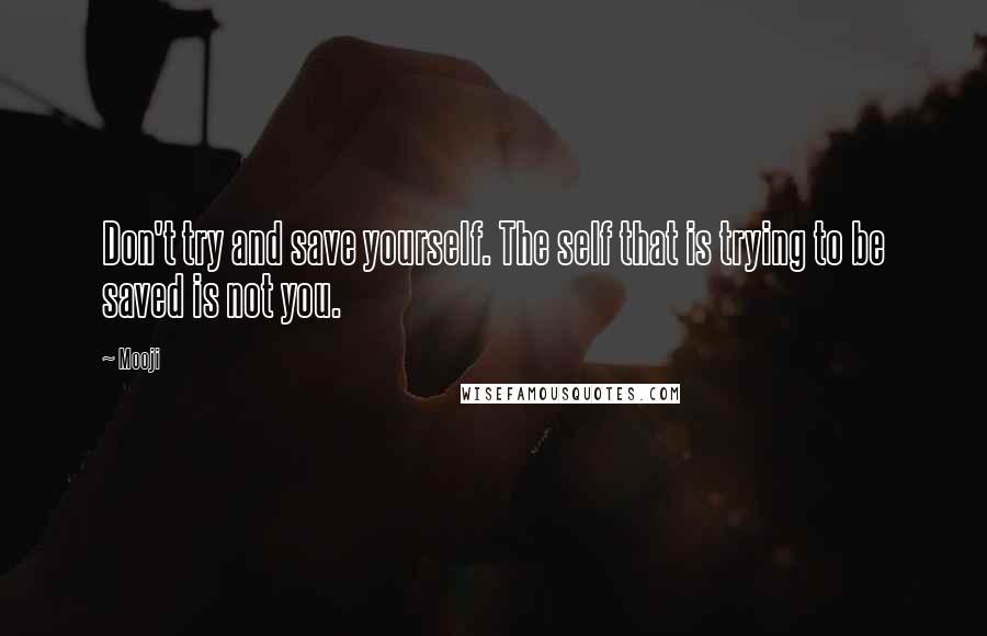 Mooji Quotes: Don't try and save yourself. The self that is trying to be saved is not you.