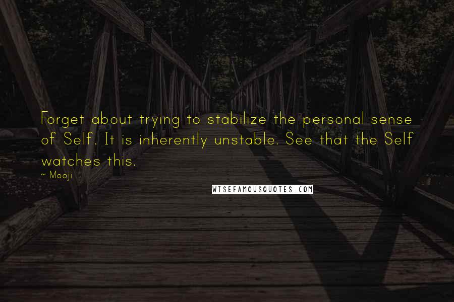 Mooji Quotes: Forget about trying to stabilize the personal sense of Self. It is inherently unstable. See that the Self watches this.