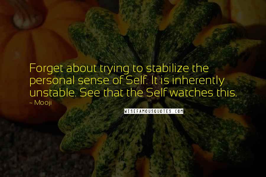 Mooji Quotes: Forget about trying to stabilize the personal sense of Self. It is inherently unstable. See that the Self watches this.