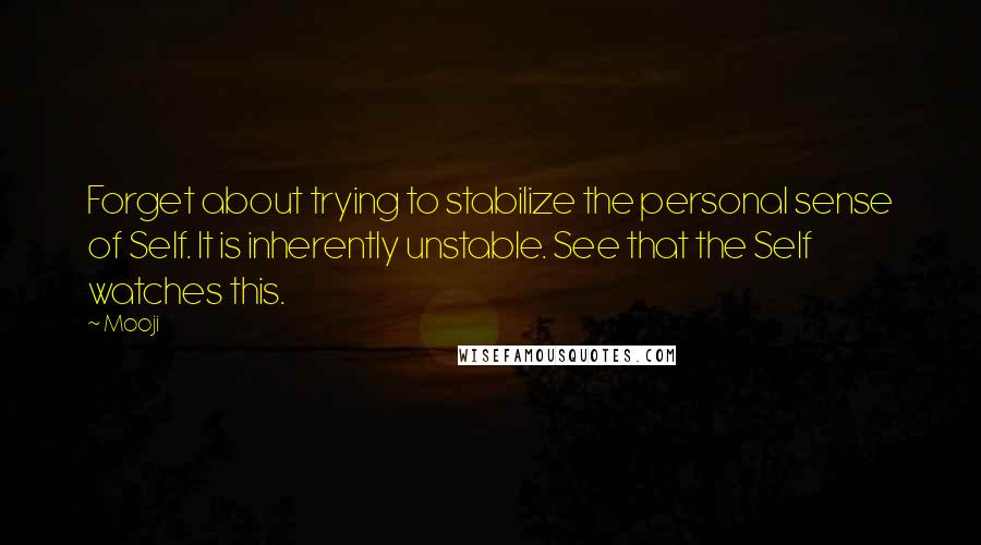 Mooji Quotes: Forget about trying to stabilize the personal sense of Self. It is inherently unstable. See that the Self watches this.